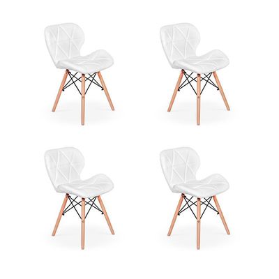 Conjunto 04 Cadeiras Charles Eames Eiffel Slim Wood Branca