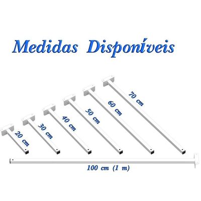 Suporte Refletor Fachada Banner Braço 60 Cm Branco