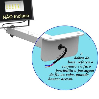 Suporte Refletor Fachada Banner Braço 60 Cm Branco