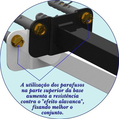 03 Suportes Refletor Base Reta Braço 50 Cm 3 Cjts - Preto