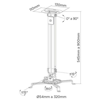 Suporte Para Projetor Teto Cpr900wh Branco Central Suportes