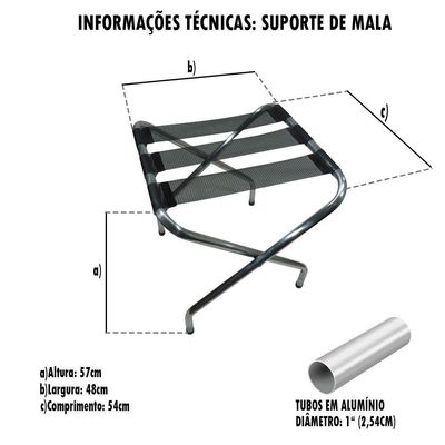 Suporte De Mala Dobrável Em Alumínio Reforçado Zaka Cor:preto Preto