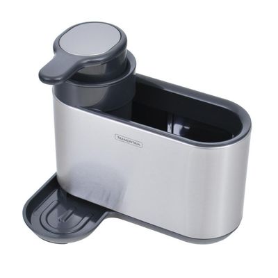 Suporte De Esponja Com Dosador De Sabão Tramontina Em Plástico Abs E Aço Inox