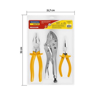 Kit De Ferramentas Com Alicate De Pressão 10" Alicate Universal 8" E Alicate Bico Meia Ca