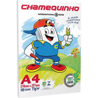 Papel Ofício A4 100 Folhas Chamequinho Chamex