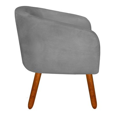 Poltrona Stella Suede Grafite Pés Palito Castanho Drossi