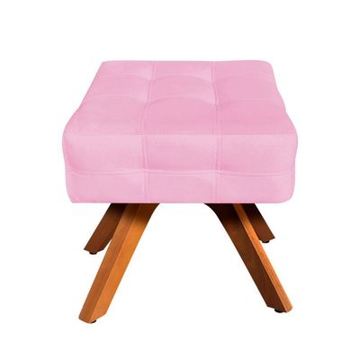Puff Giratório Elisa Suede Base Madeira Mm30 Rosa Bebê