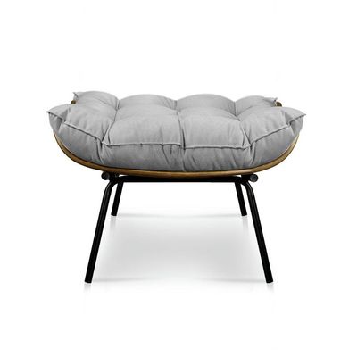 Puff Costela Suede Cinza Base Metal