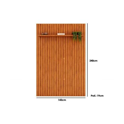 Painel Home p/TV até 55 Polegadas Pratic Ripado c/ Prateleira 143x240cm Cedro - DJ Móveis