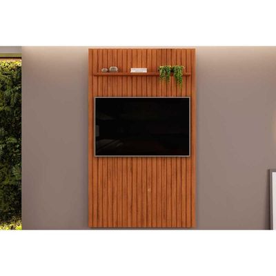 Painel Home p/TV até 55 Polegadas Pratic Ripado c/ Prateleira 143x240cm Freijo - DJ Móveis