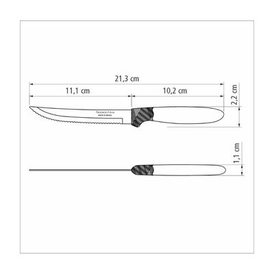 Kit 24 Faca Churrasco Tramontina Ipanema Inox Azul 5"