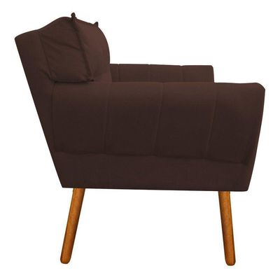 Poltrona Anitta Suede Marrom Pés Palito Castanho D´rossi