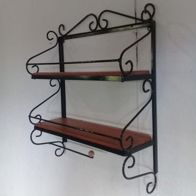 Prateleira Porta Condimentos Rústica De Ferro E Madeira Artesanal