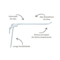Kit 25un. Gancho P- Tela Arame 4mm C- 15cm Branco Azulado