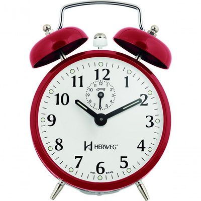 Despertador Cordas Antigo Alarme Forte Metal 2208 Vermelho