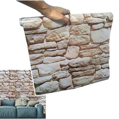 Papel De Parede Kit 5 Unid Autoadesivo Vinilico Pedra Marrom Claro