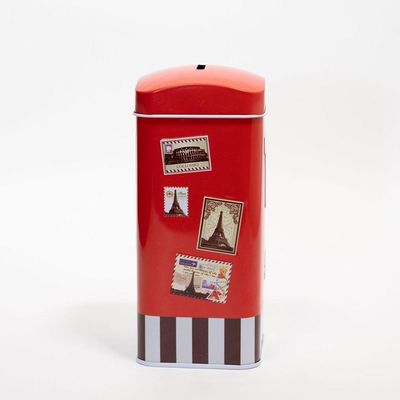 Cofre Metal Lata Porta Moeda Decorativo Cartões Postais 16cm