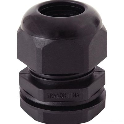 Conector Prensa-cabo 1 Polegada Tramontina Em Termoplástico Preto Com Bucha Tramontina
