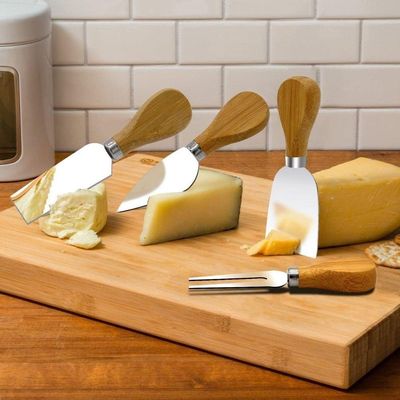 Kit 4 Utensílios Jogo Frios Queijo Faca Espátula Garfo