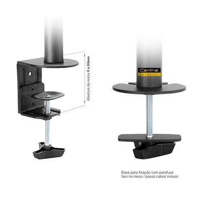 Suporte Articulado Para 4 Monitores Base Morsa V48c Central Suportes