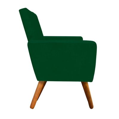 Poltrona Nina Suede Pés Palito Castanho Verde