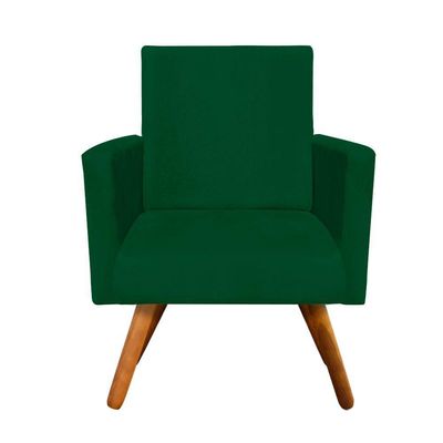 Poltrona Nina Suede Pés Palito Castanho Verde
