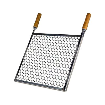 Grelha Quadrada Inox Tela Moeda Para Churrasqueira 40x40cm