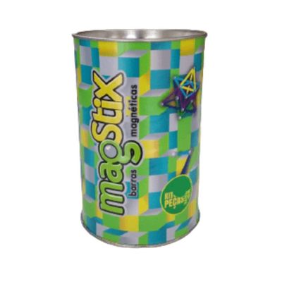 Brinquedo Magnético Fosforecente Magstix 133 - Kit 56 peças - Brilha no Escuro - Magnetech