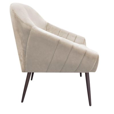 Poltrona Giovana Suede Pés Palito Ferro Drossi Bege
