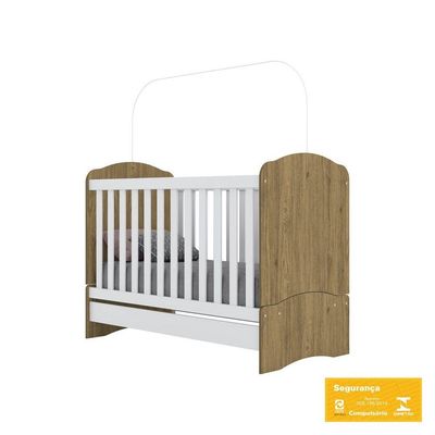Berço Mini Cama 3 Em 1 Bala De Menta Henn Rústico Branco Hp