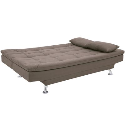 Sofá-Cama 1,90 Metros Linoforte Melissa, Suede Veludo, Espuma D-33 bege