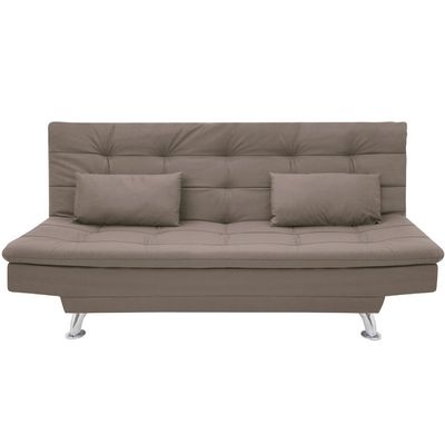 Sofá-Cama 1,90 Metros Linoforte Melissa, Suede Veludo, Espuma D-33 bege