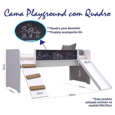 Cama Infantil Playground Com Escorregador E Quadro Branco