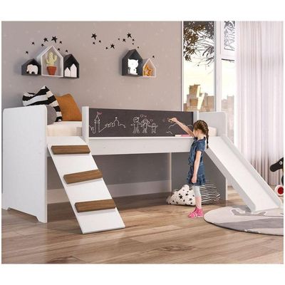 Cama Infantil Playground Com Escorregador E Quadro Branco