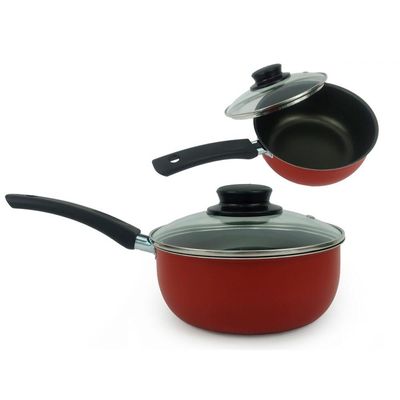 Conjunto Panelas Elegan Antiaderent 24 Talher Vermelho Preto
