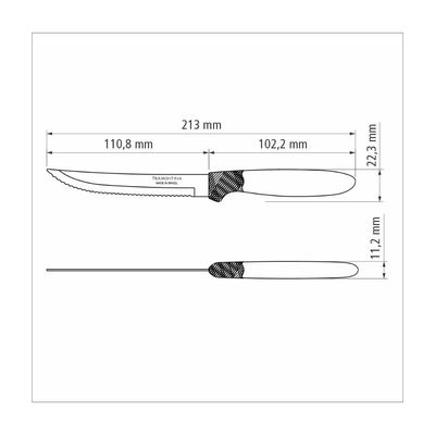 Kit 24 Faca Churrasco Tramontina Ipanema Inox Branco 5"