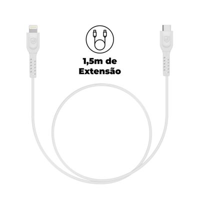 Cabo Dual Shock Lightning / Type C Branco - 1,2m (MFI Homologado) - GShield