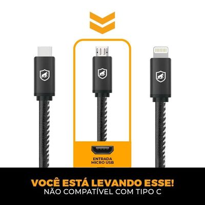 Kit Carregador Turbo Triplo e Cabo Turbo Militar Micro USB V8 - Gshield