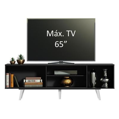 Rack para TV até 65" Dubai com Pés Preto e Branco Madesa