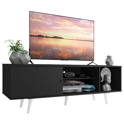 Rack para TV até 65" Dubai com Pés Preto e Branco Madesa