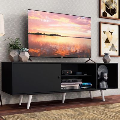 Rack para TV até 65" Dubai com Pés Preto e Branco Madesa