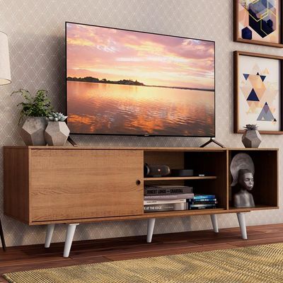 Rack para TV até 65" Dubai com Pés Rustic/Branco Madesa