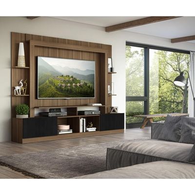 Rack Estante com Painel Tv 65 e 2 Portas Oslo Madeirado