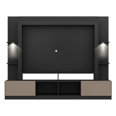 Rack Estante com Suporte Tv 65´´ Leds Preto/Laca Fumê
