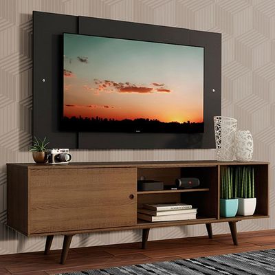 Rack Dubai com Pés e Painel Tv até 58" Rustic/preto Madesa