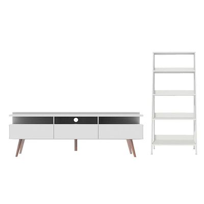 Rack para Tv até 65 Polegadas com Estante Escada Branco