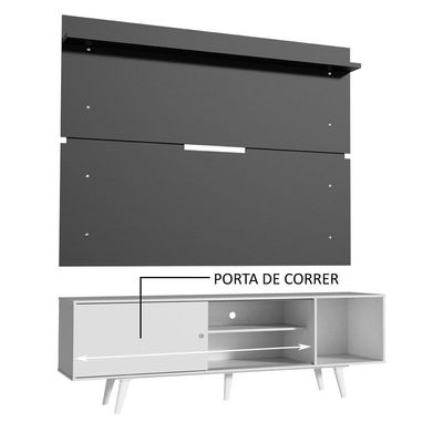 Rack Dubai e Painel Tv até 65" com Pés Branco/preto Madesa