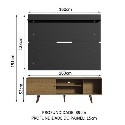 Rack Madesa Dubai e Painel para Tv até 65 Polegadas com Pés