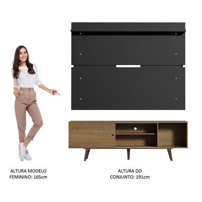 Rack Madesa Dubai e Painel para Tv até 65 Polegadas com Pés