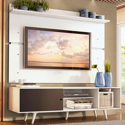 Rack Dubai e Painel Tv até 65" com Pés Branco/preto Madesa